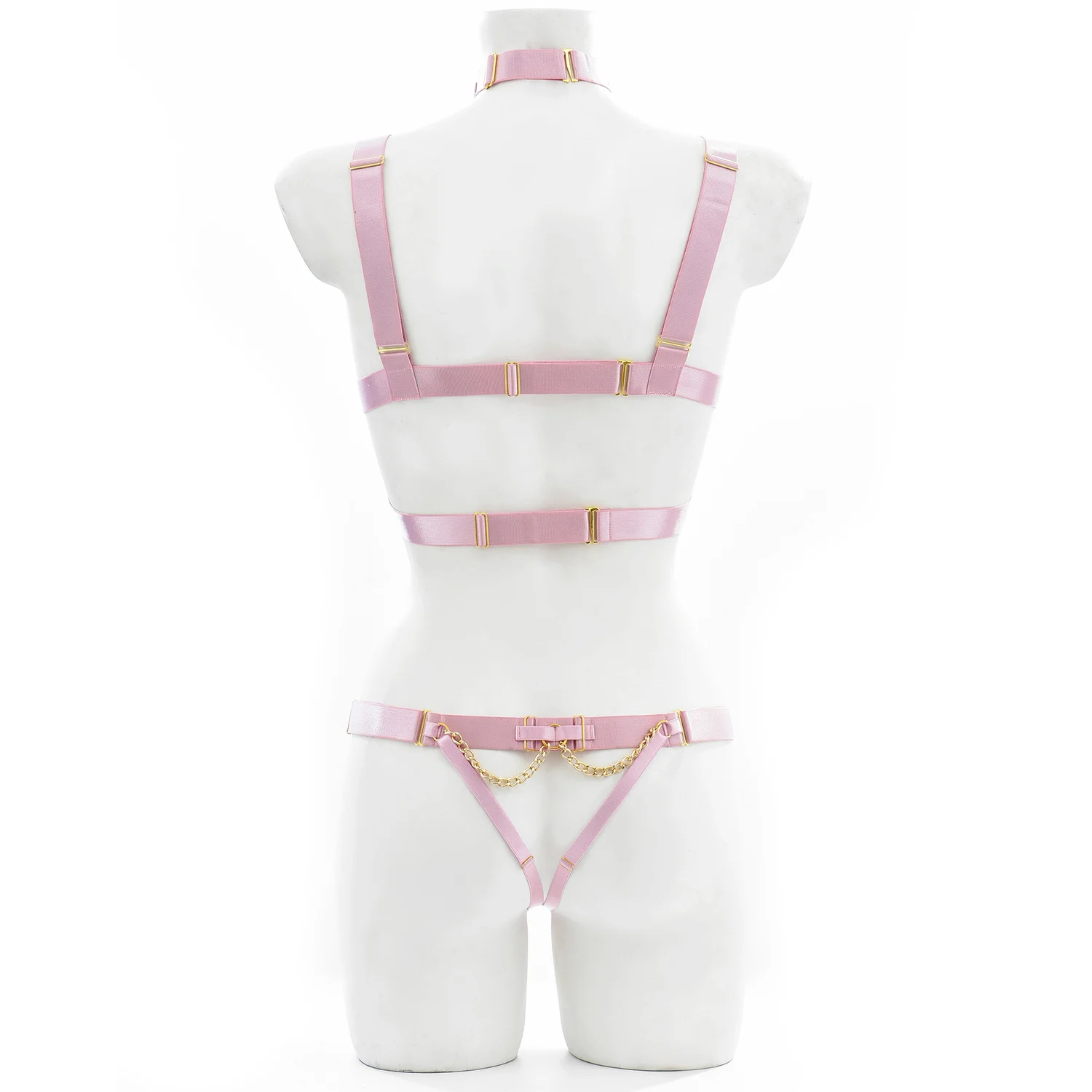 Sexy Lingerie Body Chain Women Harness Cage Underwear Bra G-String Bandage Harness Halter Hollow Out Female Bra Party Set