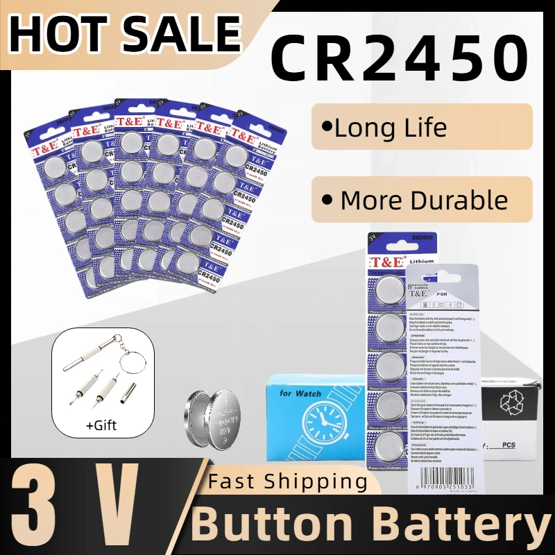 

CR2450 KCR2450 DL2450 ECR2450 BR2450 3V 600mAh Lithium Coin Cell Battery for Watch Car Key Remote Control