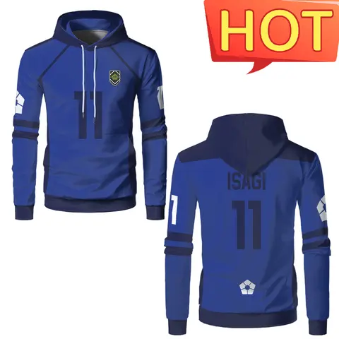 Blue Lock Anime Men's Hoodies Sports Pullover Cosplay Sweatshirt NAGI ISAGI Fashion Long Sleeve Tops Kid's Clothes Unisex Hoodie
