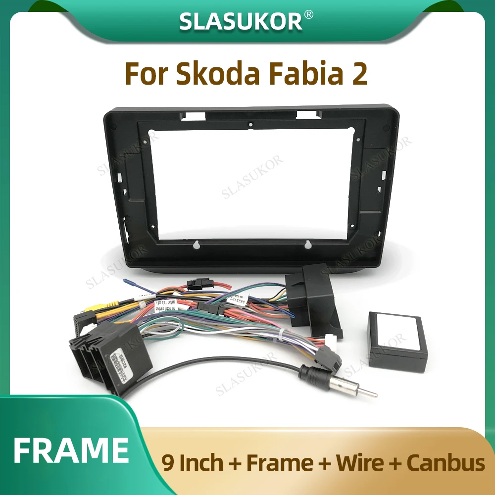 9 Inch For Skoda Fabia 2 2007-2014 Car Radio Fascia Car Radio Panel Wire Sleeve Frame Dashboard Original Accessories