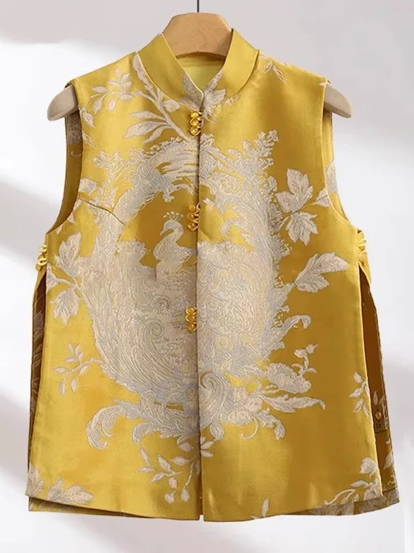 

New Chinese Sle Women's Vest Jaet plus Size Cover Belly Spring Autumn National Sle Commute Sle V-ne Regular Length