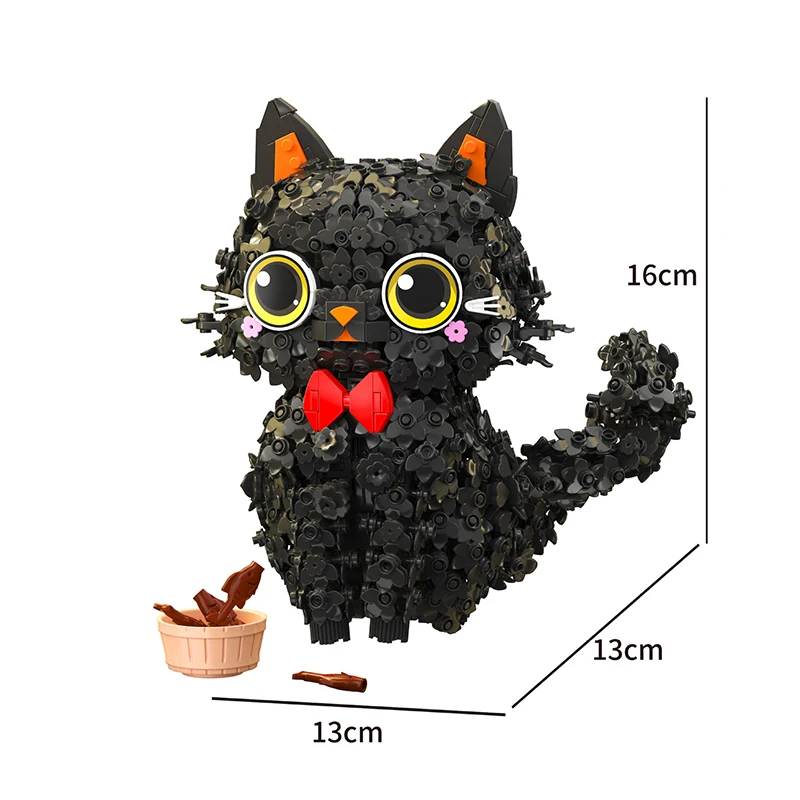 Kreative Schwarze Blume Katze Nette Haustier Blossom Puss Bausteine Hause Desktop Dekoration DIY Mini Ziegel Spielzeug Für Kinder Geschenk