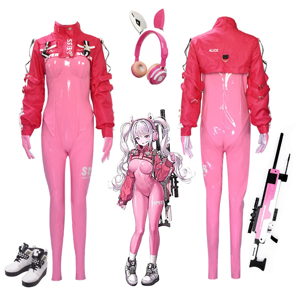 Game NIKKE:The Goddess of Victory Alice Cosplay Costume Pink All-inclusive Tights Set Masquerade Party Props Christmas Present