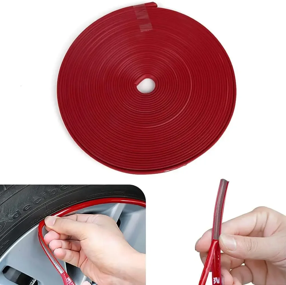 

8M/Roll Car Wheel Motorcycle Wheel Decorative Strip Tire Protection Ring Bumper Strip Wheel Scuff Strip Line Stickers