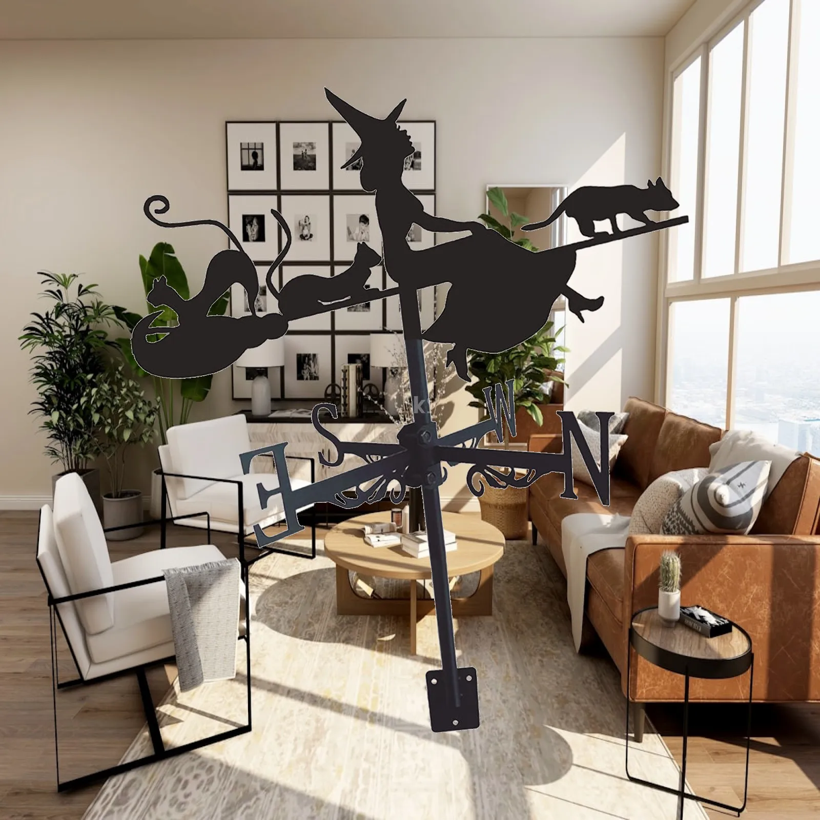 Weathervane Farm Scene Weather Vane Outdoor Scene Wind Direction Measuring Instrument for Cottage Courtyard Cupola Barn Lawn