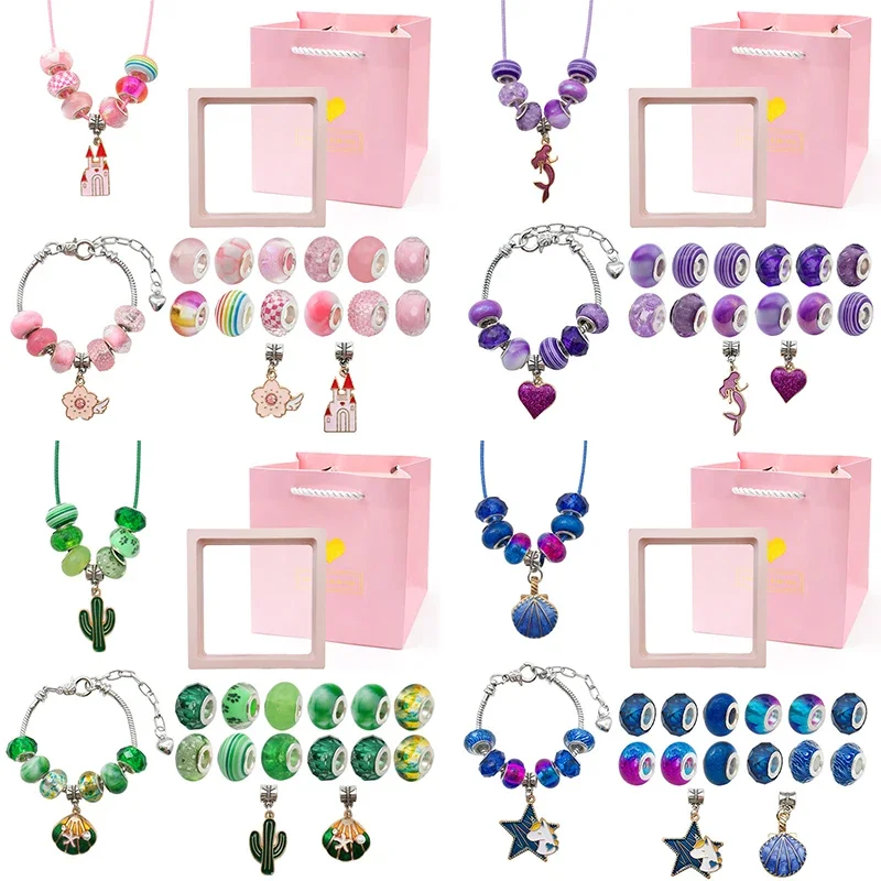 

Набор для изготовления браслетов с подвесками, набор для изготовления ювелирных изделий, набор для изготовления ожерелья «сделай сам», для девочек, детские поделки, подарки на день рождения, Пасха