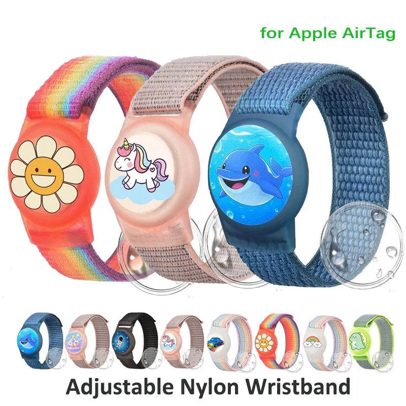 Image of Wasserdichtes Nylon-Armband für Apple AirTags Locator Kinder-Armband Kratzfeste Abdeckung Zubehör für Airtag GPS-Tracker-Halter