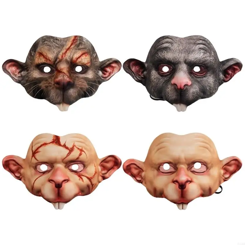 Adulto crianças máscara rato máscara animal engraçado festa máscara ratos realistas com dentes 6xda