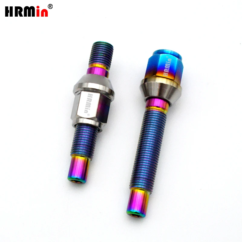 HRmin Gr.5 Titanium Alloy Automobile Vehicle Car Wheel Stud Conversation M14x1.5x78mm and Gr.5 Titanium Lug Nut M14x1.5x27mm