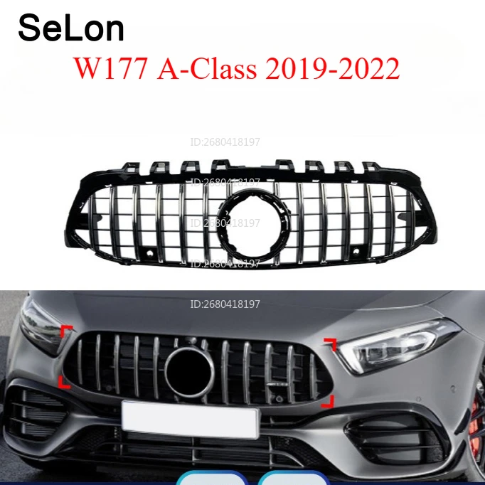 

Для 2019-2022 W177 A Class Mercedes Benz A180 A200 A220 A250 A35 Передний бампер GT Mesh Grille