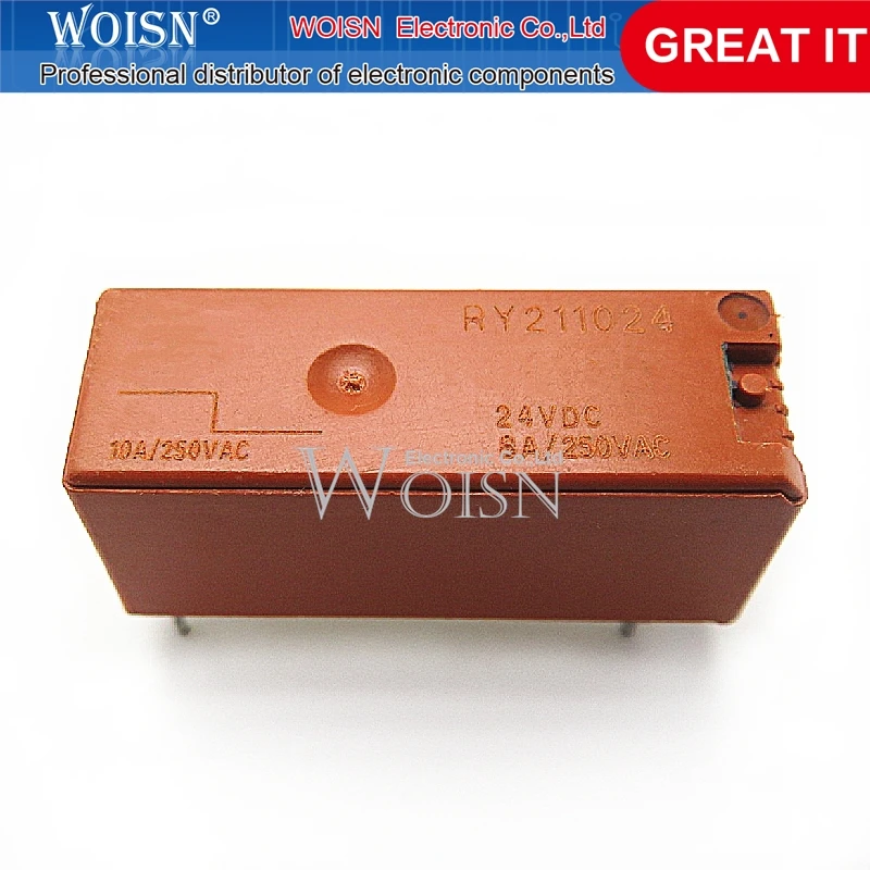 

10PCS RY211024 24VDC 5 feet 5A DC24V one open and one closed relay