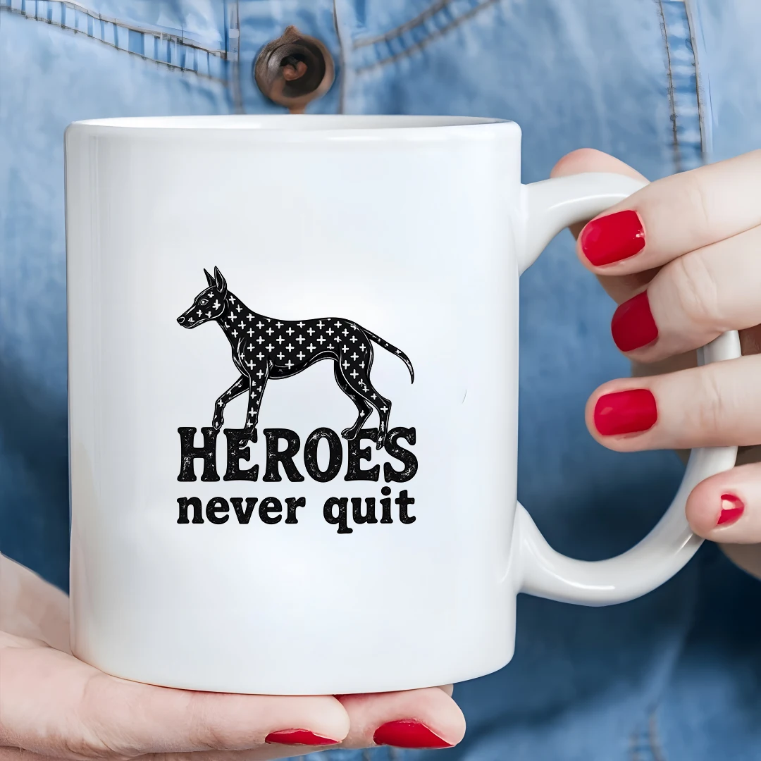 

11oz Dog Hero Mug + Never Give Up Hero Spirit Cup - Christmas Family Office Cup