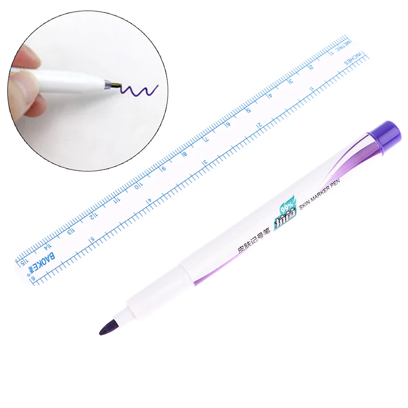 Chirurgische Huidmarker Voor Wenkbrauwhuid Marker Pen Tattoo Skin Marker Meet Liniaal Set