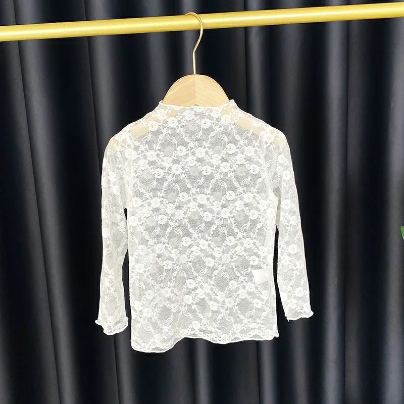 Korean lace sunscreen air conditioner shirt kids clothes toddler tshirt tops 2 to 10 years baby girls summer t-shirt long sleeve