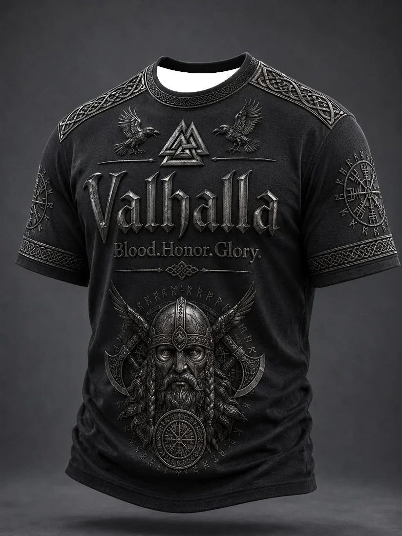 2027 Summer New Style Men's Football Training Suit Viking Style 3D Printed Sports Breathable T-Shirt Family Style Shirt Kids