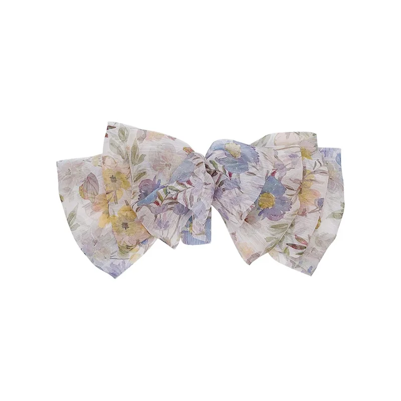 Mesh Crushed Flower Multi-Layer Bow Hair Clip Super Fairy Fluffy Chiffon Spring Clip Headdress Hairpin Clip Hair Accessories