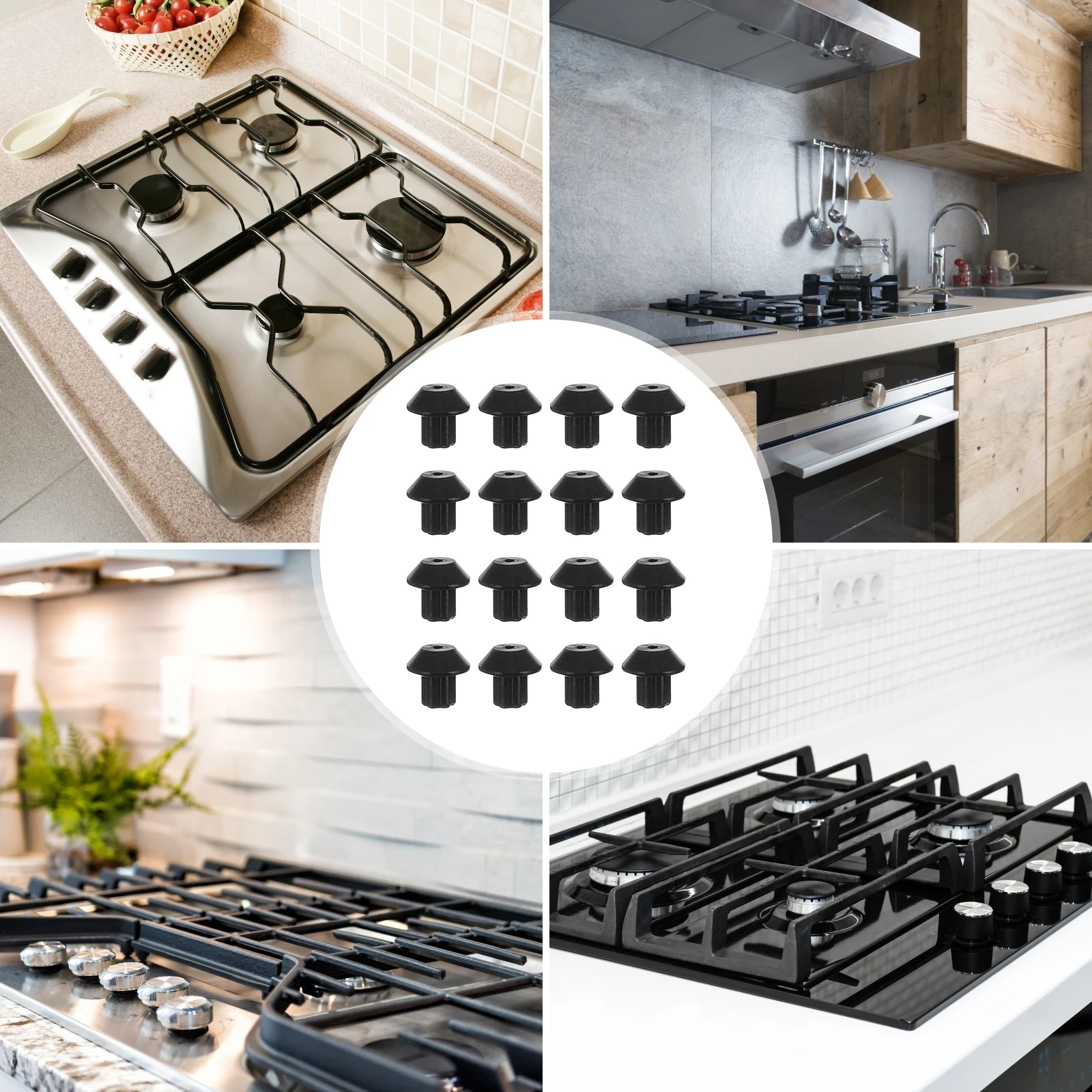 

48pcs Rubber Feet for Gas Range Burner Grates Black Pads Stove Parts Durable Anti-Scratch-Compatible with WB2K101 Easy Install