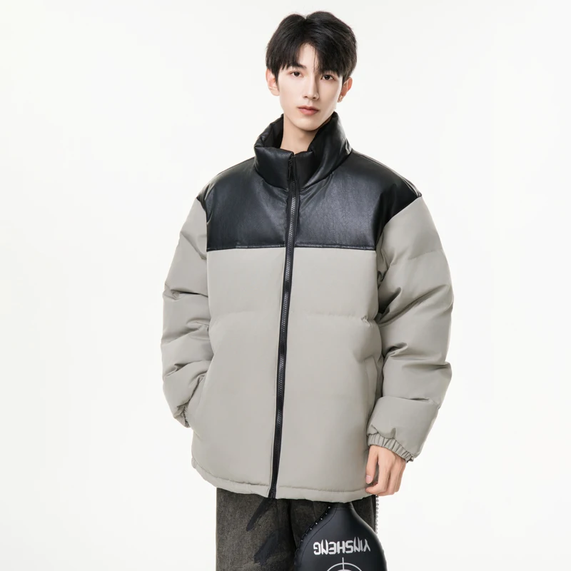 Jaket Berlapis Katun Pria Tren Pakaian Merek Fashion Pria Jaket Puffer Baru Pria Musim Gugur Musim Dingin Kerah Berdiri Parka Tahan Angin