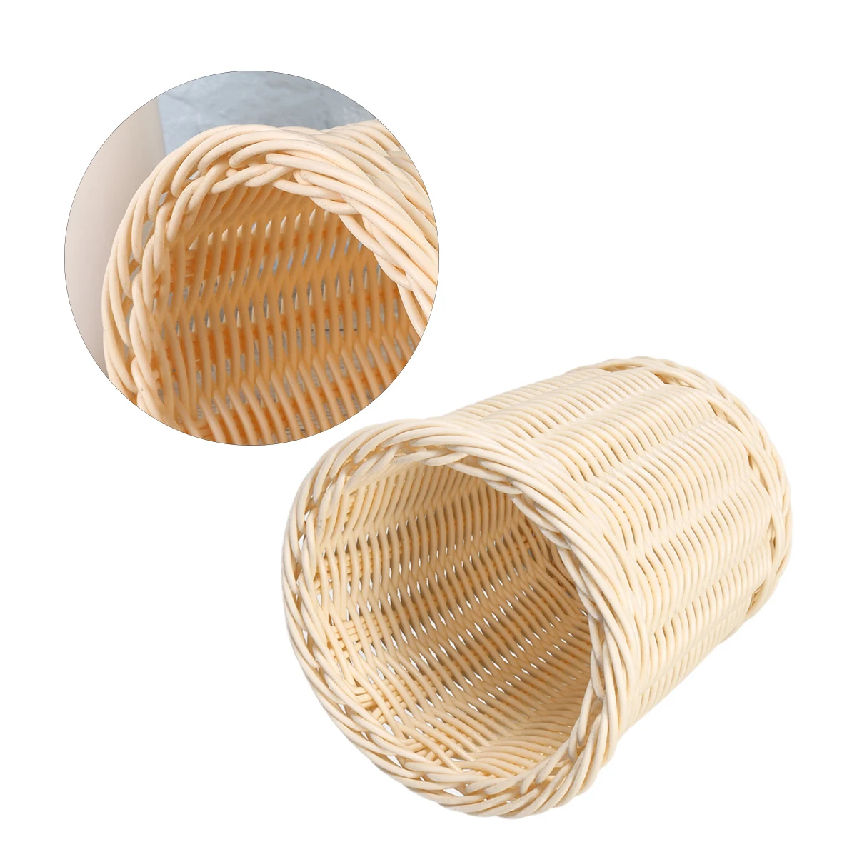 

Desktop Storage Basket for Table Sundries Bohemia Imitation Rattan Woven Baskets