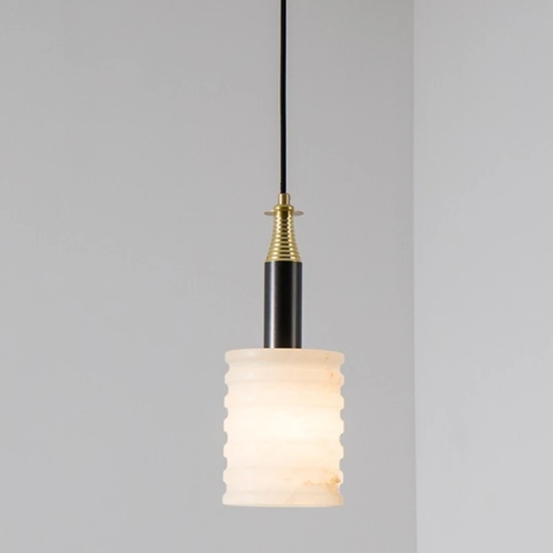 Spanish Simplicity Marble Pendant Lights for Restaurant Bar Counter Classical Hanging Chandeliers Macaroon Telescopic Luminaires