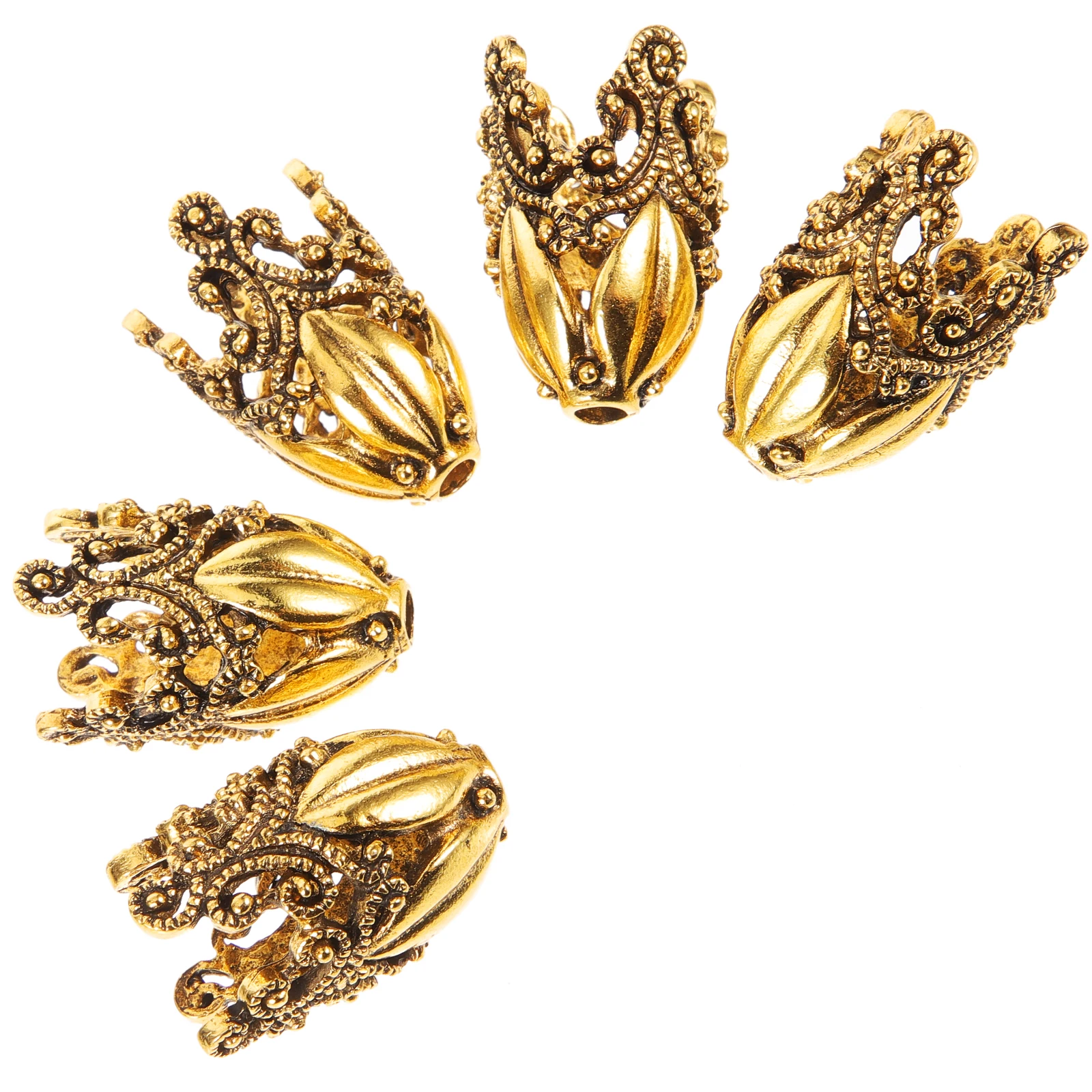 

5Pcs DIY Jewelry Beads Caps Alloy Flower Shape Bead End Caps for Bracelets Necklaces Craft Making Accessories DIY Supplies