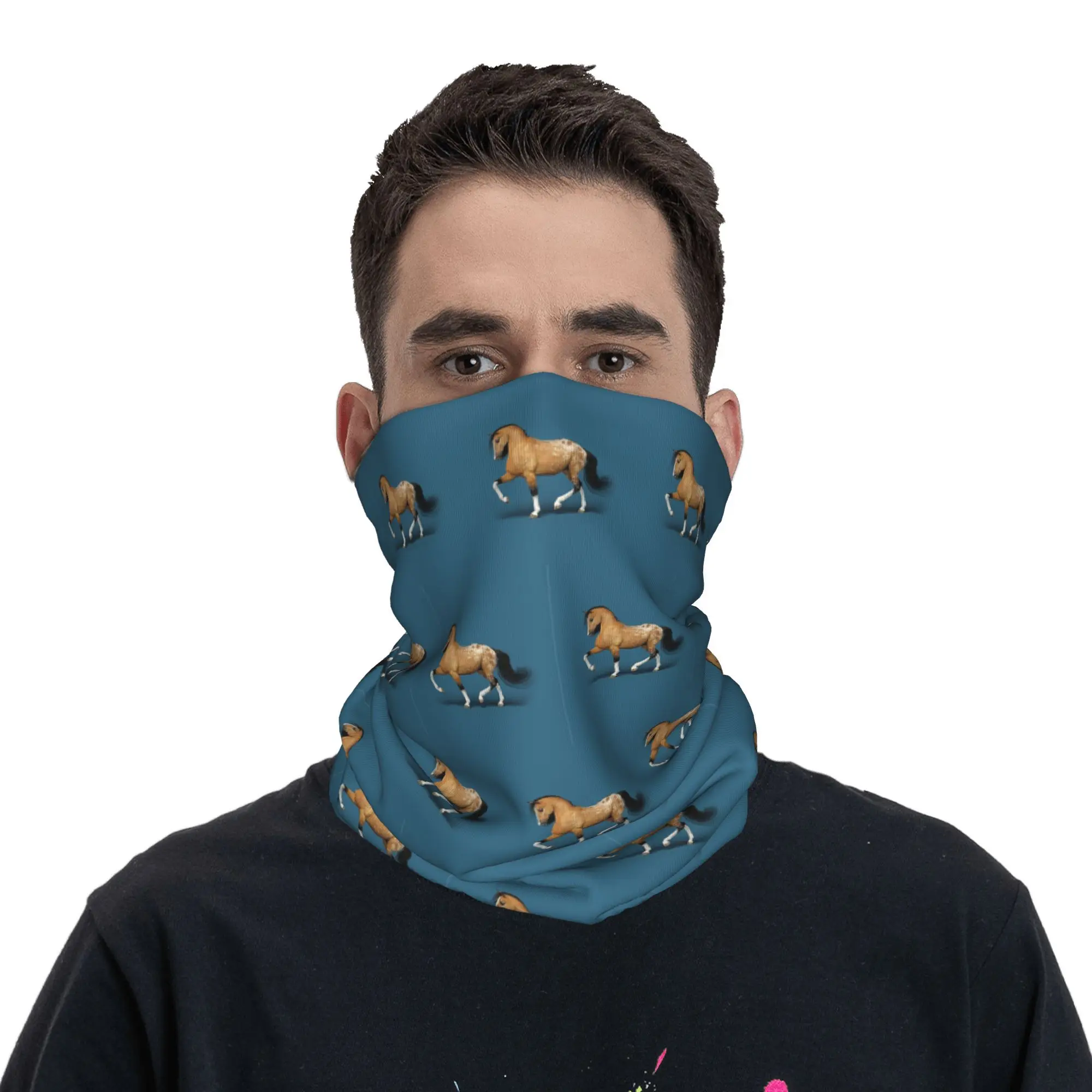 Buckskin Appaloosa caballo Bandana cuello polaina impresa cara bufanda cálida diadema correr para hombres mujeres adultos a prueba de viento