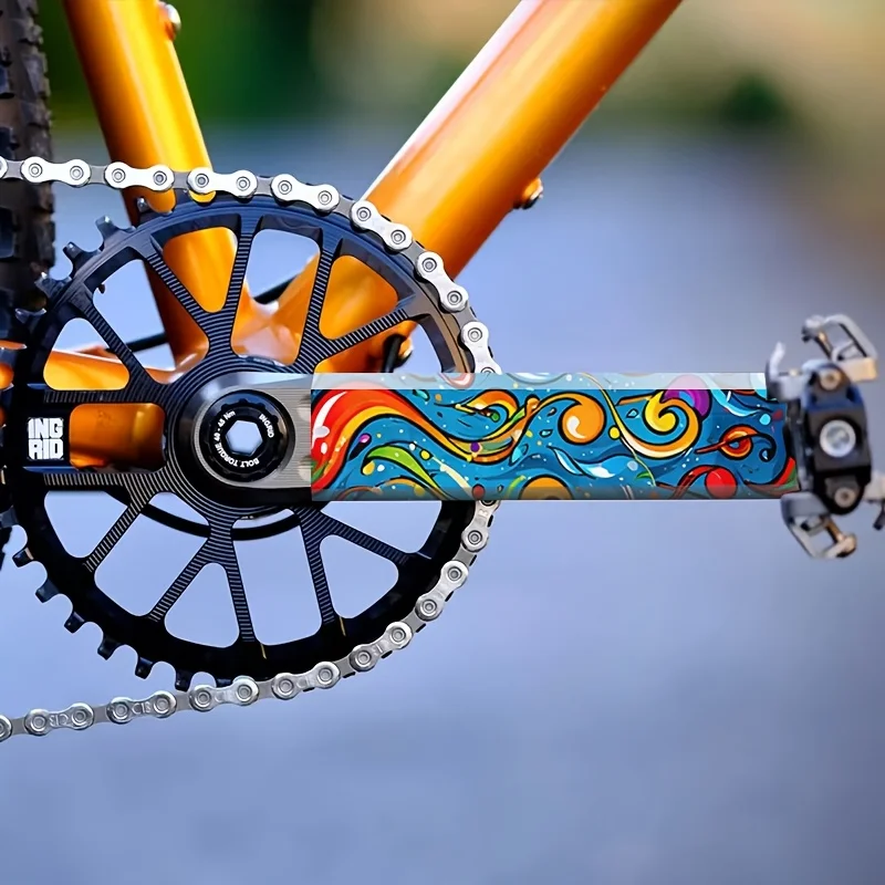 Colorful Swirl Wave Bike Crank Arm Sticker Waterproof Scratch Resistant Vinyl Decal for MTB Road Bicycle Cycling Accessories