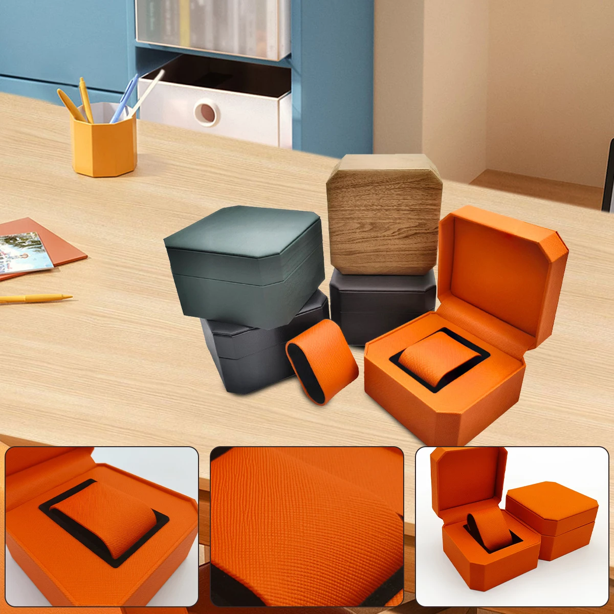 Vintage PU Watch Case Leather Watch Storage Box Stylish Watch Container Box Display Box PU Material for Outdoor Travel