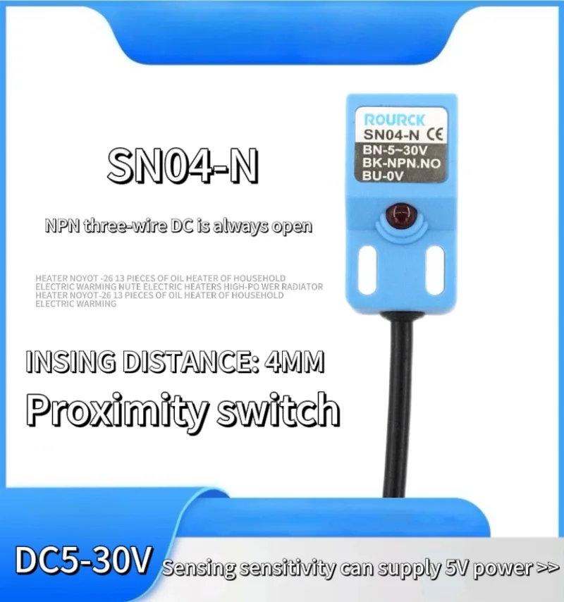 Square metal sensor SN04-N proximity switch three-wire NPN normal open DC 5V limiter sensor 24V