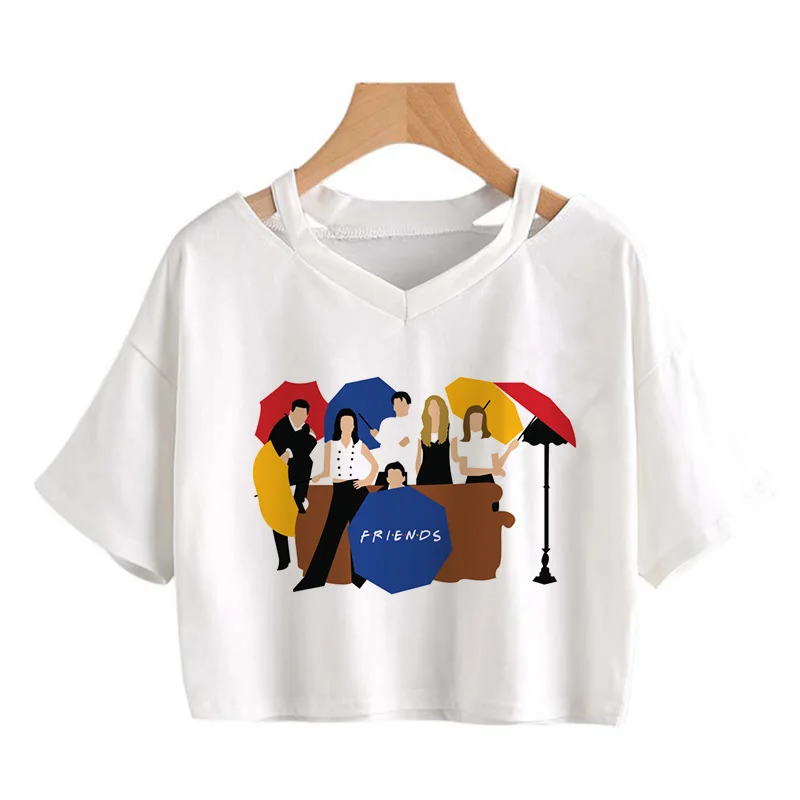 Friends Tv Show Funny Cartoon T Shirt Women Graphic Best Friends Harajuku T-shirt Korean Style Tshirt Vintage Crop Top Female