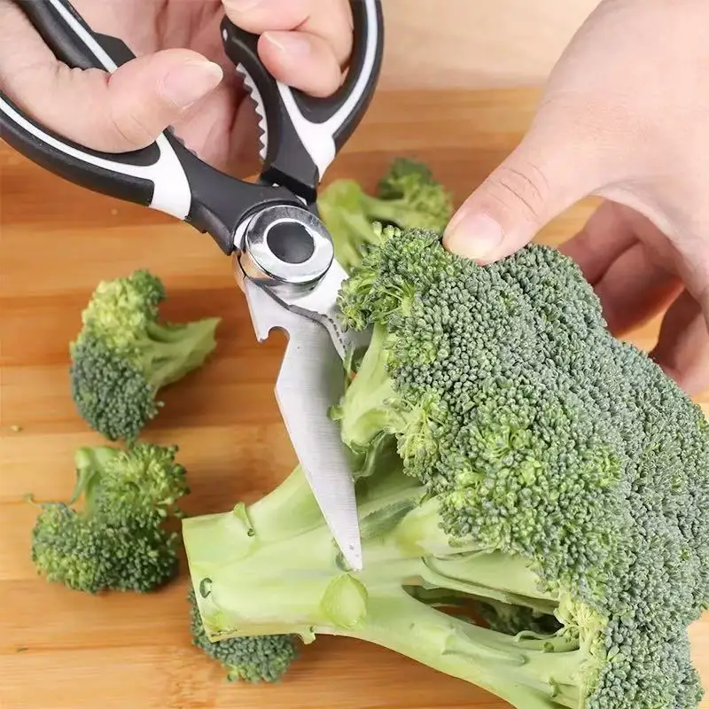Tijeras de cocina multifuncionales de acero inoxidable, tijeras fuertes para cortar verduras en el hogar, hueso de pollo, pescado, comida, herramienta multiusos