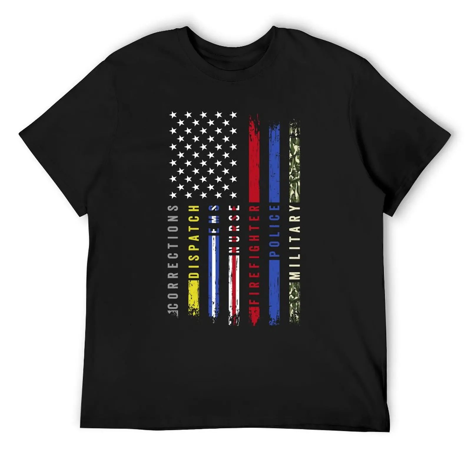 First Responders Hero Flag USA Thin Line Salute T-Shirt vintage clothes baggy shirts Men's t shirts