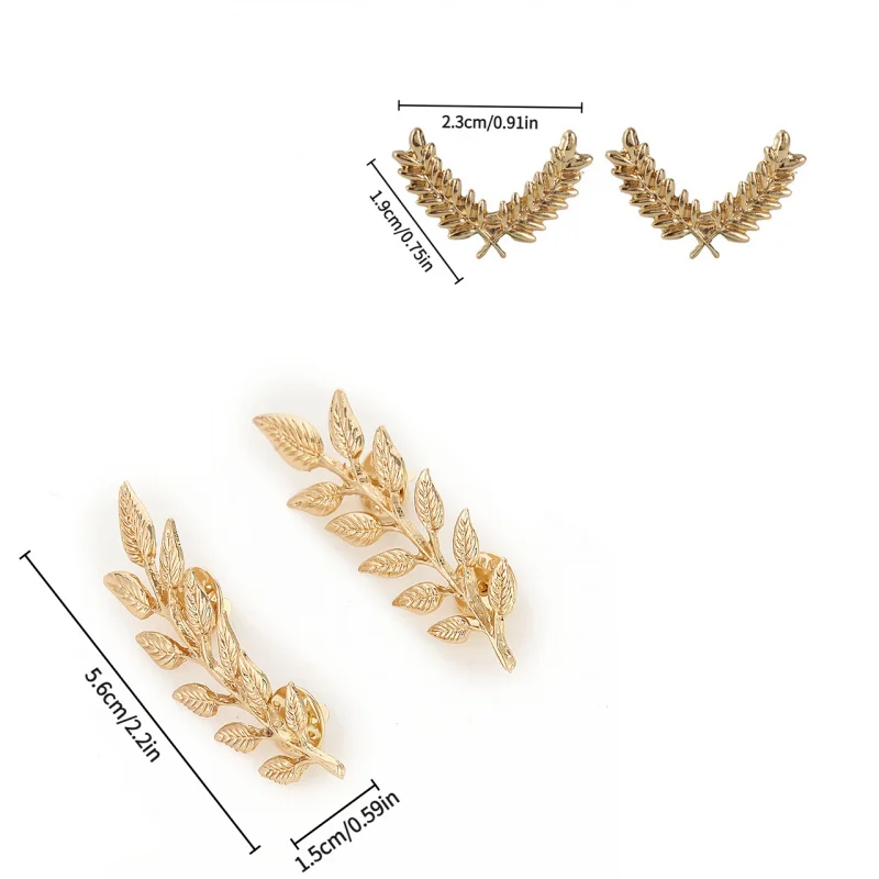Picture 6: Vintage 3D Tree Leaf Wheat Collar Pin Brooch Gold Silver Metal Shirt Collar Clip Lapel Pin Suit Clothing Decor
