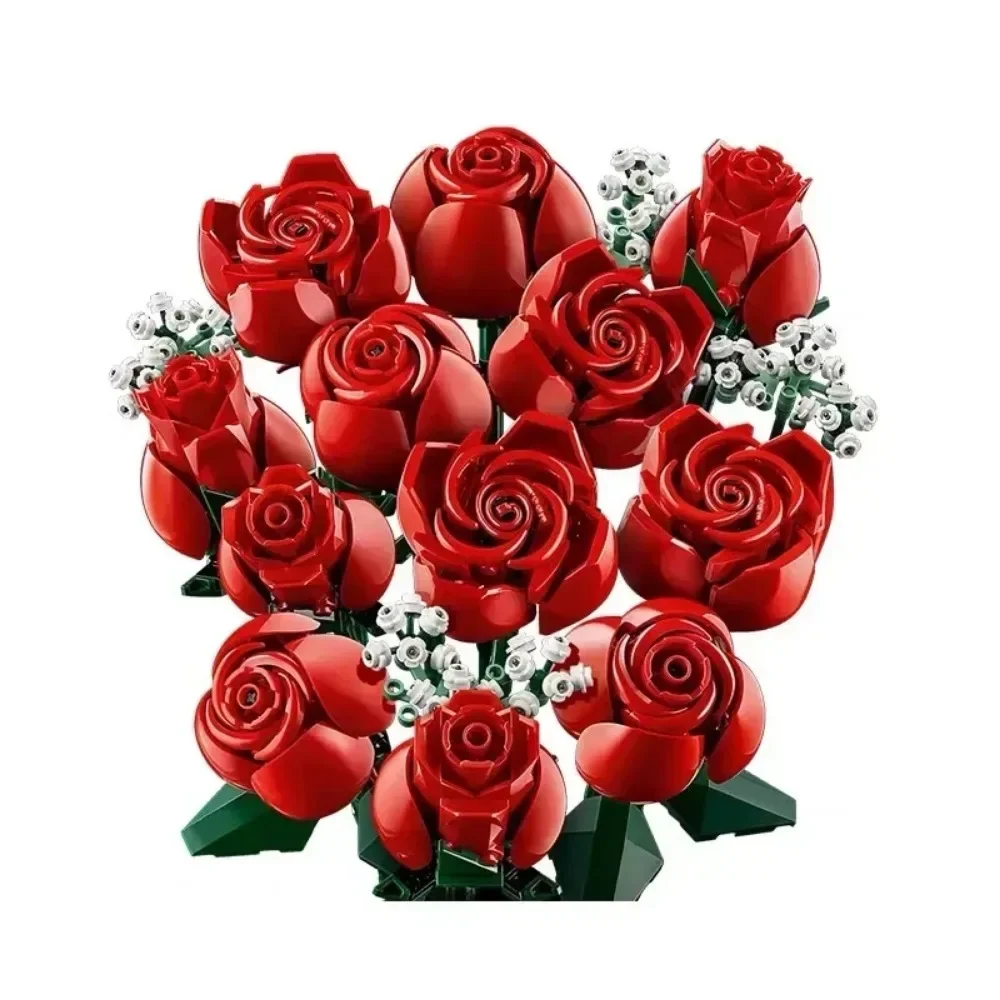 

New Bouquet of Roses Construction Home Décor Artificial Flowers Compatible 10328 Building Blocks Bricks Toys Birthday Gifts