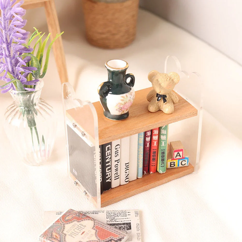 Miniature Storage Rack House Furniture Book Shelf Kitchen Miniatures Bookshelf Desktop