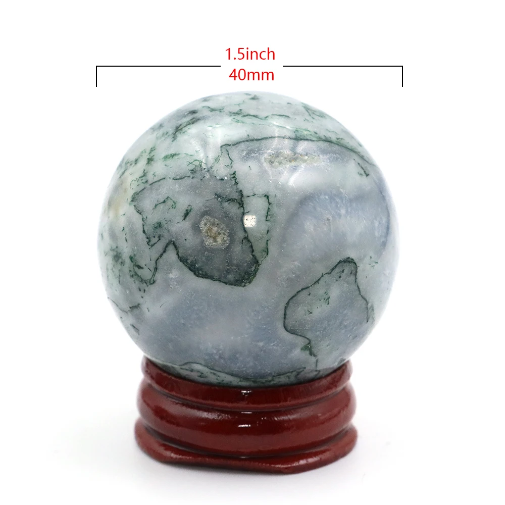 40mm Natural Stone Tree Agate Crystal Ball Home Decor Reiki Healing Wicca Gemstone Sphere Collection Mineral Gems Massage Globe