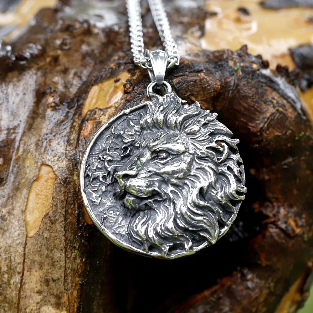 2022 New Design Stainless Steel Viking lion head Pendant For Men Women Drop shipping Gift for teen  free shipping