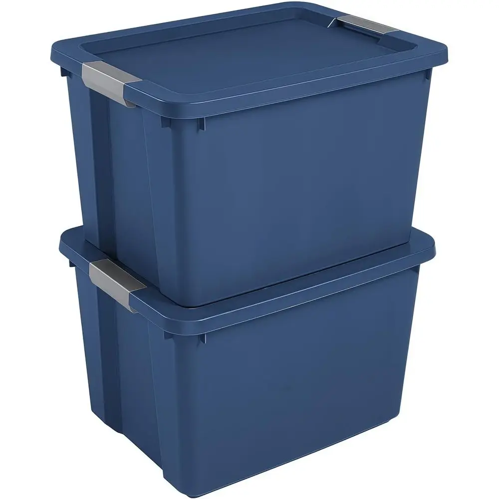 

Набор из 2-х пластиковых контейнеров для хранения объемом 20 галлонов с крышками, устойчивых к нагрузкам, для гаража, подвала, организации офиса.