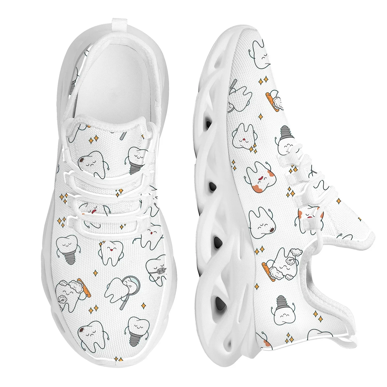 

Lovely Teeth Cartoon Mesh Sneakers Comfort Air Cushion Platform Shoes for Women Shockproof Light Running Tennis 2023