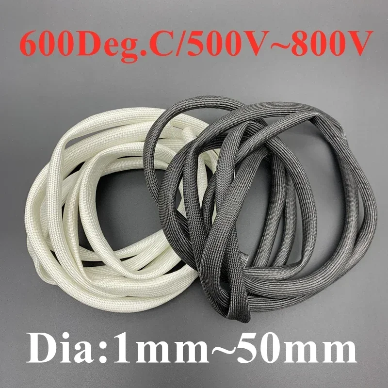 2/10M Fiberglass Sleeve High Temperature Braided Chemical ID 1/1.5/2/2.5/3/4/5-12mm White/Black Fiber glass Insulation Sleeve