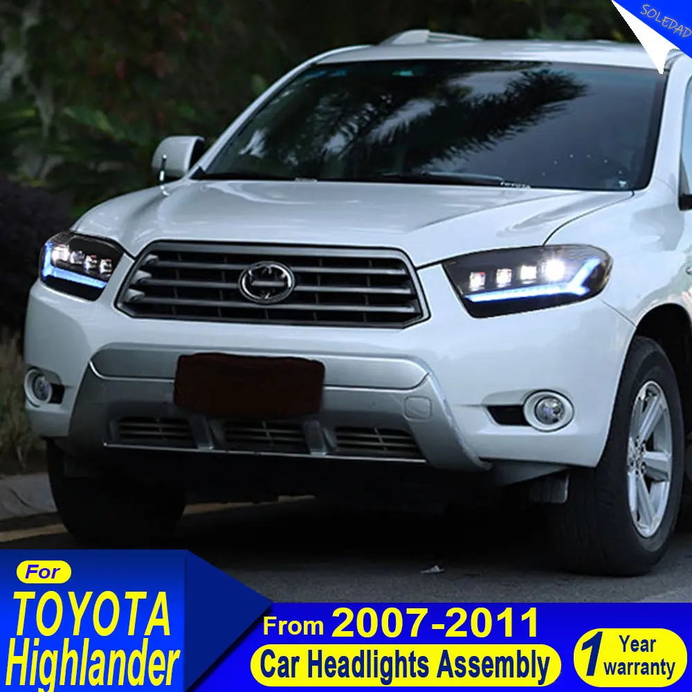 LED Head Lamp for Toyota Highlander 2009-2011 Headlights LED Headlight DRL Turn Signal High Beam Angel Eye Projector Lens