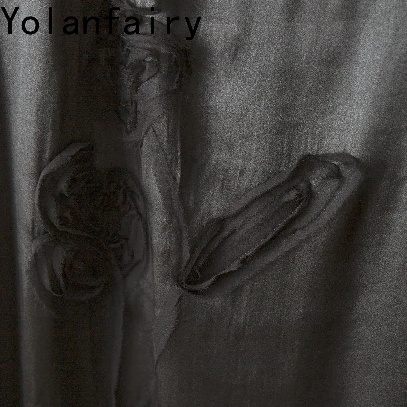YOLANFAIRY 100% Mulberry Silk Dress Woman Gambiered Liangchou Dresses 3D Cut Jacquard V Neck Straight Sleeveless Silk Slip Dress