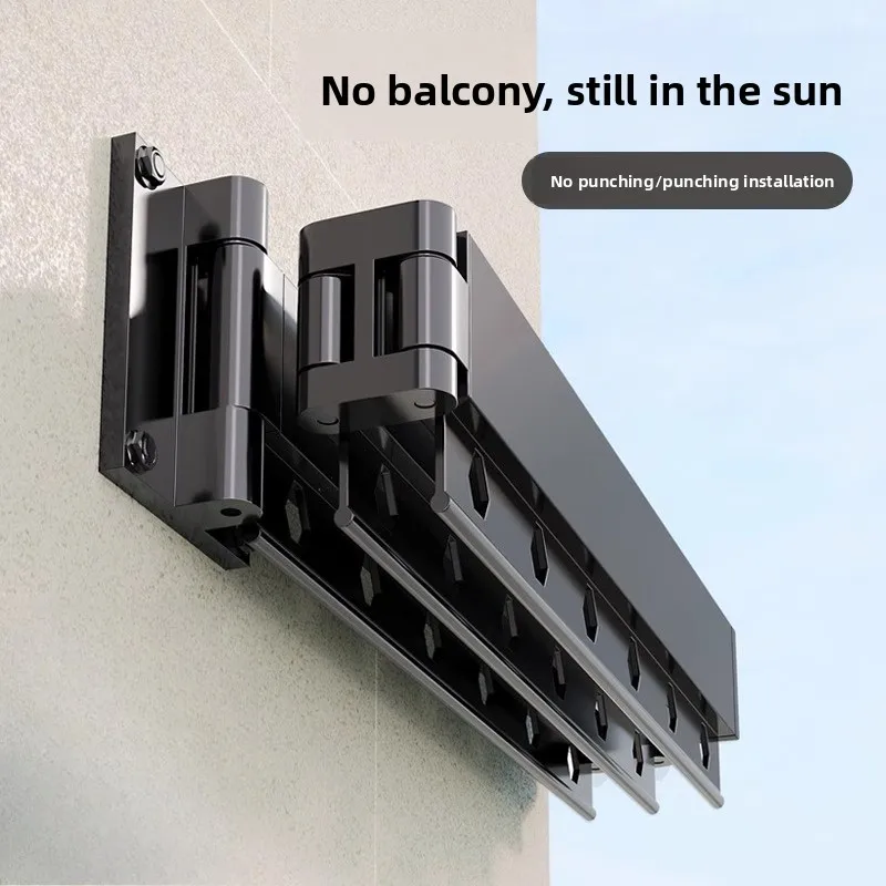 

Installation-free folding drying rack balcony household invisible telescopic drying rod