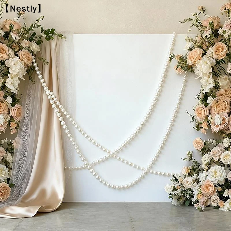 10Pcs Wedding Backdrop Wall Decor 5.5CM 8CM Plastic Faux Pearl DIY Beaded Garland White Ball Pendant Figurine〔Nest〕