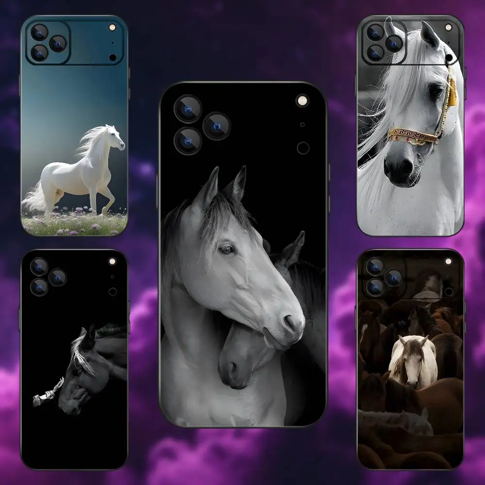 

Great Beauty Horse Phone Case For iPhone 17,16,15,14,13,12,Pro,Max,Plus,E,SE4,Air,Mini Black Soft Box