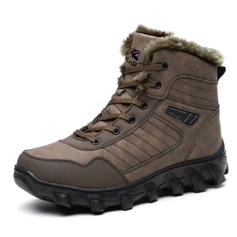

New winter outdoor shoes men's fur snow boots sports hiking boots plus velvet cotton shoes casual shoes M1094