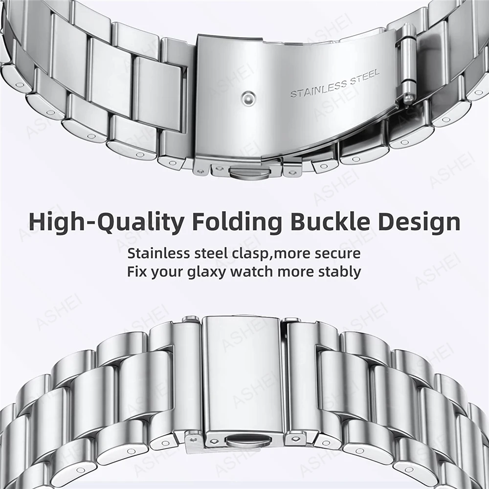 For samsung galaxy watch 6 40mm 44mm 6 classic 47mm 43mm band + case Stainless steel strap soft TPU case peotector cover bumper