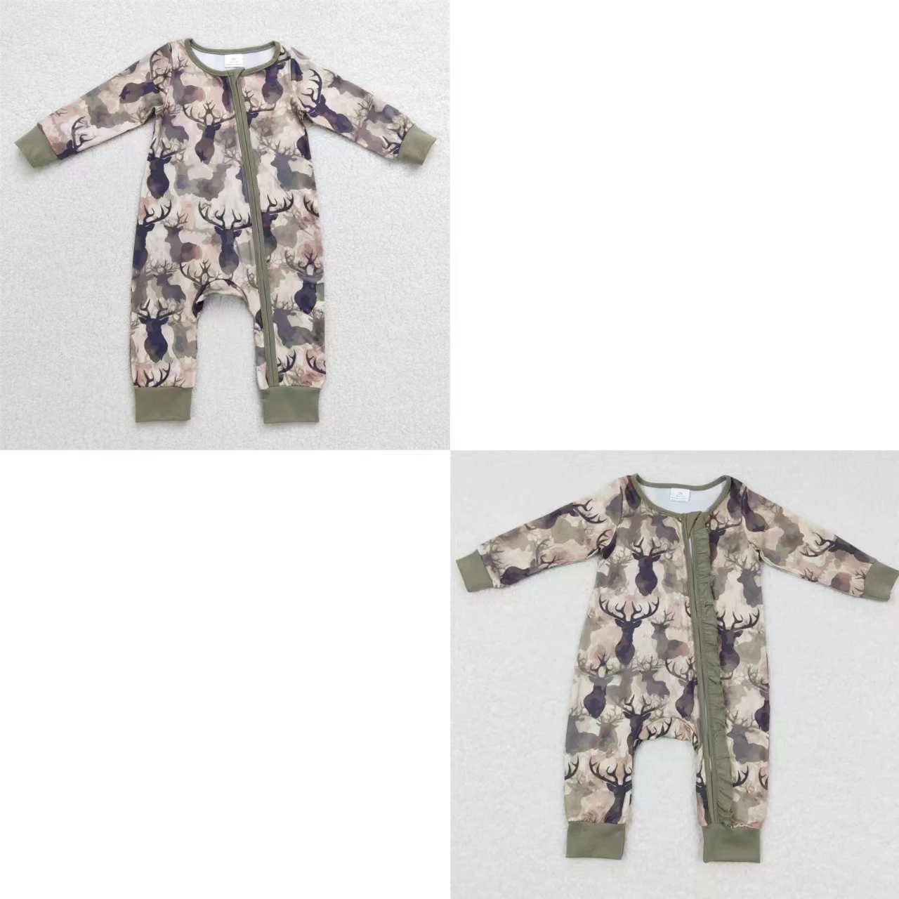 

Newborn Coverall Bodysuit Hunting Jumpsuit Kids Toddler Long Sleeves Camo Reindeer Romper Zipper Matching Boy Girl One-piece