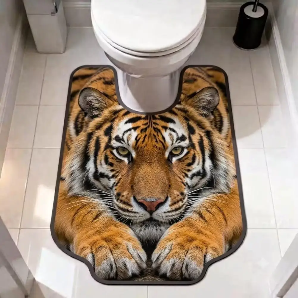 40x50cm Irregular Animal Bathroom Floor Mat U-Shaped Toilet Seat Mat Diatomaceous Earth Absorbent Splash Proof Mat