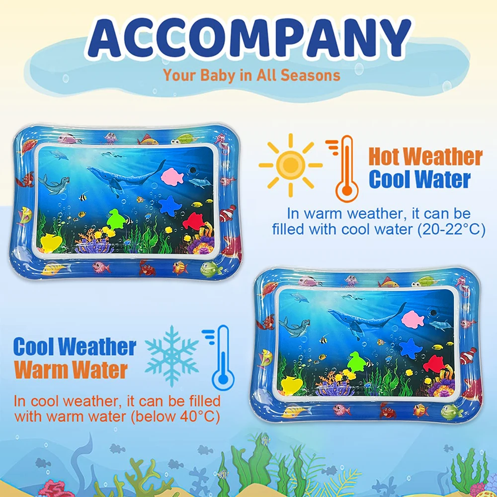 Aufblasbare Wassermatte mit Ozean-Tiermuster für Kinder – verdickte sensorische Spielmatte aus PVC, pädagogisches Kleinkindspielzeug, perfektes Baby-Geschenk